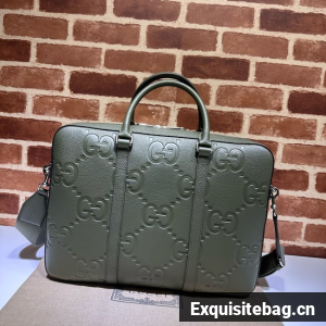 Gucci Jumbo GG Leather Briefcase 658573 green