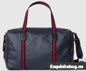 Gucci Medium duffle bag with Web 799871 dark blue GG Supreme