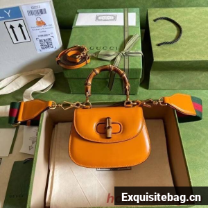 Gucci Mini top handle bag with Bamboo 686864 yellow