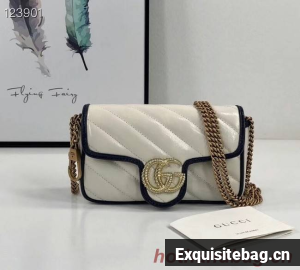 Gucci Online Exclusive GG Marmont mini bag 574969 White&blue