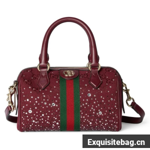 Gucci Ophidia crystals small boston bag 841294 Rosso Ancora red