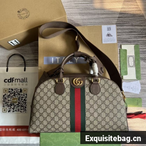 Gucci Original Leather GG Supreme Travel Bag 723309 brown