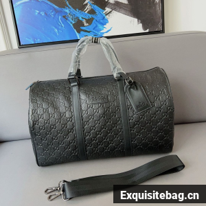 Gucci Original Leather Keepall Strap Travel Bag 206501 Black