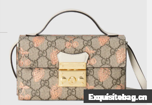 Gucci Padlock berry print mini bag 652683 White