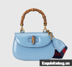 Gucci Small top handle bag with Bamboo 675797 blue