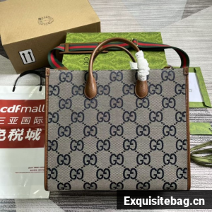 Gucci Tote bag with jumbo GG 678839 blue&brown