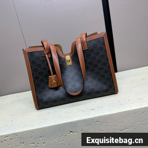 CELINE CABAS 16 IN TRIOMPHE CANVAS AND CALFSKIN 112583