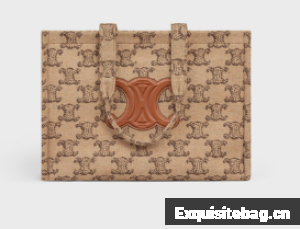 CELINE LARGE CABAS THAIS IN TEXTILE WITH TRIOMPHE 196762 CAMEL 