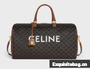 CELINE LARGE VOYAGE BAG IN TRIOMPHE CANVAS WITH CELINE PRINT 191472 TAN