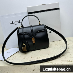CELINE Small 16 Bag In Satinated Calfskin 197983 Black 