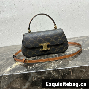 CELINE TEEN CELINE LOLA IN TRIOMPHE CANVAS AND CALFSKIN 119533 tan