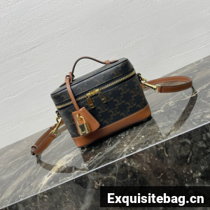 CELINE VANITY IN TRIOMPHE CANVAS AND CALFSKIN 119463 tan