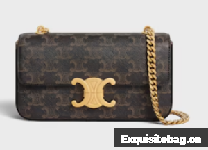 Celine CHAIN SHOULDER BAG TRIOMPHE IN SHINY CALFSKIN 197992 CARMIN