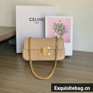 Celine CHAIN SHOULDER BAG TRIOMPHE IN SHINY CALFSKIN 197992 NATURAL