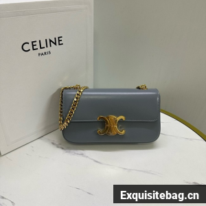 Celine CHAIN SHOULDER BAG TRIOMPHE IN SHINY CALFSKIN 197992 gray