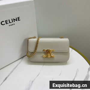 Celine CHAIN SHOULDER BAG TRIOMPHE IN SHINY CALFSKIN 197992 white
