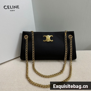 Celine MEDIUM NEWSPAPER BAG IN SUPPLE CALFSKIN 114253 BLACK