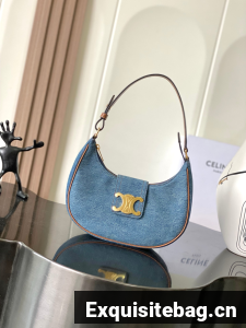 Celine MEDIUM AVA TRIOMPHE BAG IN Denim 114492 blue