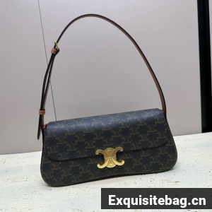 Celine MEDIUM CELINE LOLA BAG IN TRIOMPHE CANVAS 115533 brown