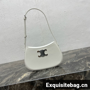 Celine MEDIUM TILLY BAG IN SHINY CALFSKIN 115703 white&Silver