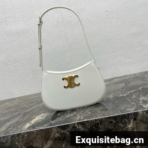 Celine MEDIUM TILLY BAG IN SHINY CALFSKIN 115703 white&gold