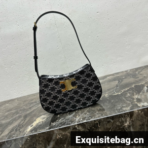 Celine MEDIUM TILLY BAG IN TRIOMPHE CANVAS 115703 black&white