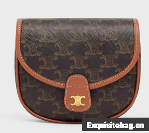 Celine MINI BESACE IN TRIOMPHE CANVAS AND CALFSKIN 196702 TAN