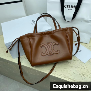 Celine SMALL CABAS DRAWSTRING CUIR TRIOMPHE IN GRAINED CALFSKIN 111013 brown