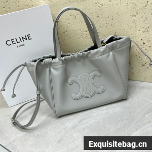 Celine SMALL CABAS DRAWSTRING CUIR TRIOMPHE IN GRAINED CALFSKIN 111013 gray