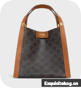 Celine SMALL CUBE BAG IN Triomphe Canvas and NATURAL Calfskin 124182 MIEL