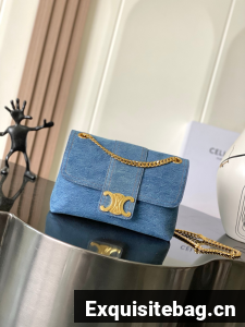 Celine TEEN CELINE VICTOIRE BAG IN Denim 116593 blue