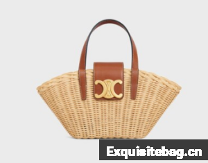 Celine TEEN COUFFIN IN WICKER AND NATURAL CALFSKIN 116572 NATURAL & TAN