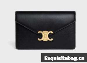 Celine WALLET ON CHAIN MARGO IN SHINY CALFSKIN 10L033 BLACK