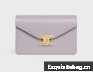 Celine WALLET ON CHAIN MARGO IN SHINY CALFSKIN 10L033 LIGHT LILAC