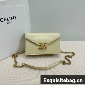 Celine WALLET ON CHAIN MARGO IN SHINY CALFSKIN 10L033 LIGHT YELLOW