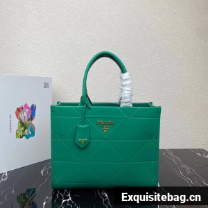 Medium leather Prada Symbole bag with topstitching 1BA378 green
