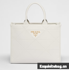 Medium leather Prada Symbole bag with topstitching 1BA378 white