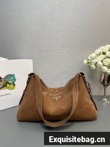 Prada Aimee large leather shoulder bag 1BC228 Cocoa Brown