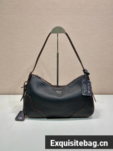 Prada Aimee large leather shoulder bag 1BC280 black