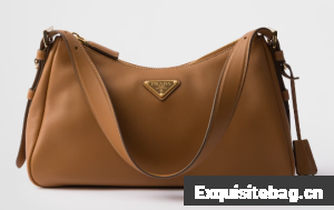 Prada Aimee medium leather shoulder bag 1BC229 Caramel