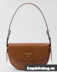 Prada Arque leather shoulder bag with flap 1BD365 Caramel