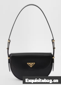 Prada Arque leather shoulder bag with flap 1BD365 black