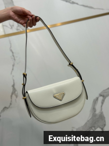 Prada Arque leather shoulder bag with flap 1BD365 white