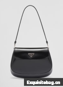 Prada Cleo brushed leather shoulder bag with flap 1BD311 black