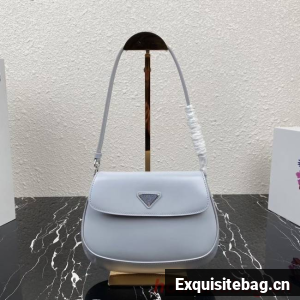 Prada Cleo brushed leather shoulder bag with flap 1BD311 light blue
