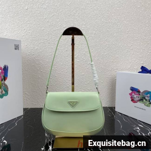 Prada Cleo brushed leather shoulder bag with flap 1BD311 light green