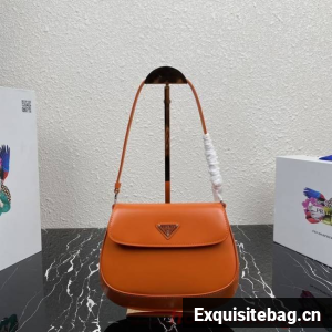 Prada Cleo brushed leather shoulder bag with flap 1BD311 orange