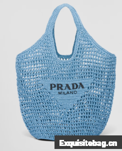 Prada Crochet tote bag 1BG424 light blue