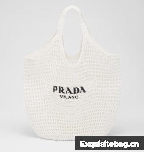 Prada Crochet tote bag 1BG424 white