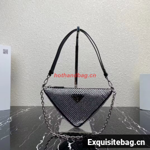 Prada Crystal-studded satin pouch 1NQ044 black